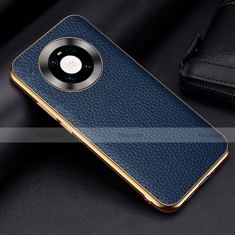 Soft Luxury Leather Snap On Case Cover S03 for Huawei Mate 40 Pro Blue