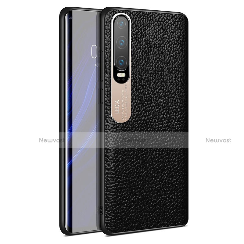 Soft Luxury Leather Snap On Case Cover S03 for Huawei P30 Black
