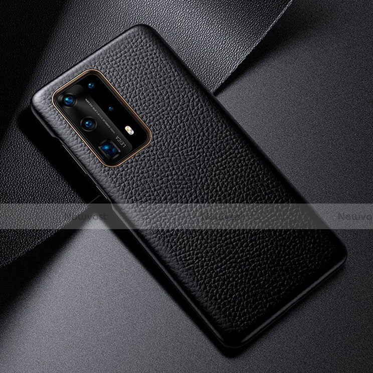 Soft Luxury Leather Snap On Case Cover S03 for Huawei P40 Pro+ Plus Black