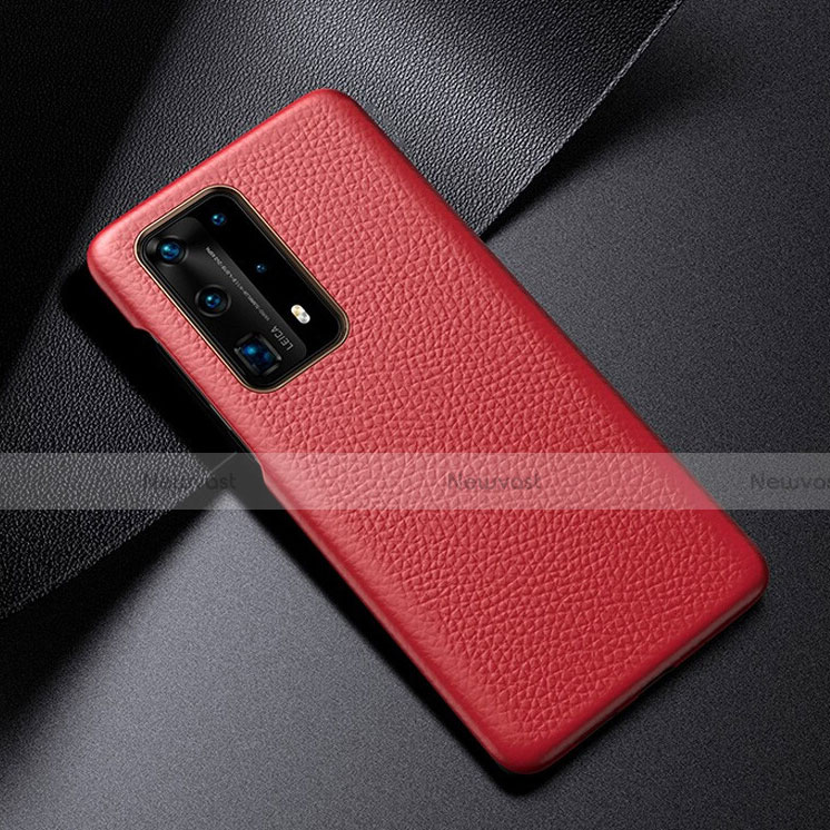 Soft Luxury Leather Snap On Case Cover S03 for Huawei P40 Pro+ Plus Red