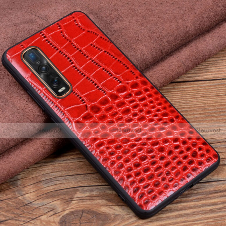 Soft Luxury Leather Snap On Case Cover S03 for Oppo Find X2 Pro Red