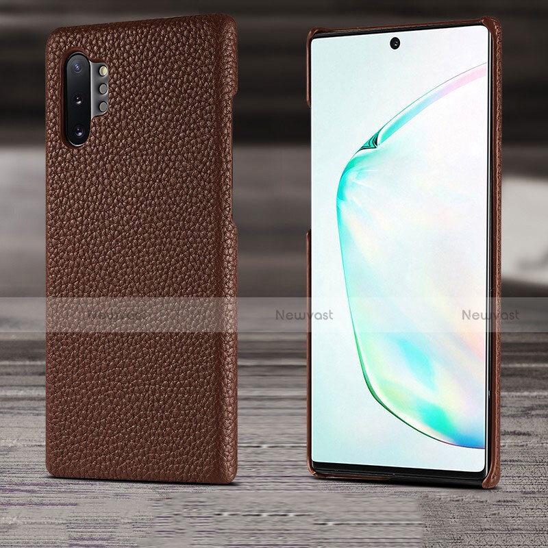 Soft Luxury Leather Snap On Case Cover S03 for Samsung Galaxy Note 10 Plus 5G Brown