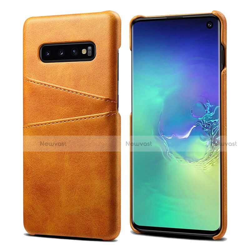 Soft Luxury Leather Snap On Case Cover S03 for Samsung Galaxy S10 Orange