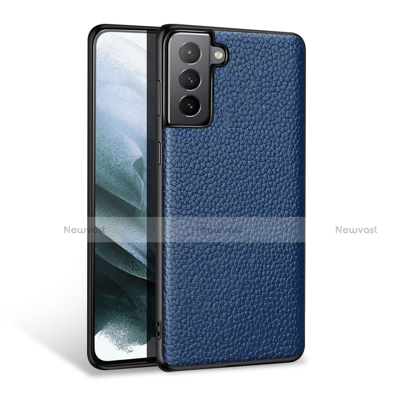Soft Luxury Leather Snap On Case Cover S03 for Samsung Galaxy S21 Plus 5G Blue