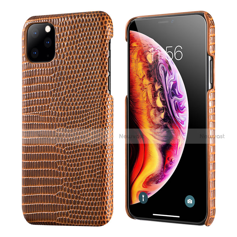 Soft Luxury Leather Snap On Case Cover S04 for Apple iPhone 11 Pro Brown