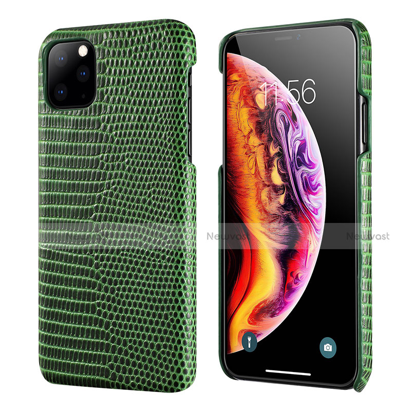 Soft Luxury Leather Snap On Case Cover S04 for Apple iPhone 11 Pro Green