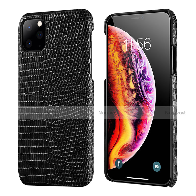 Soft Luxury Leather Snap On Case Cover S04 for Apple iPhone 11 Pro Max Black