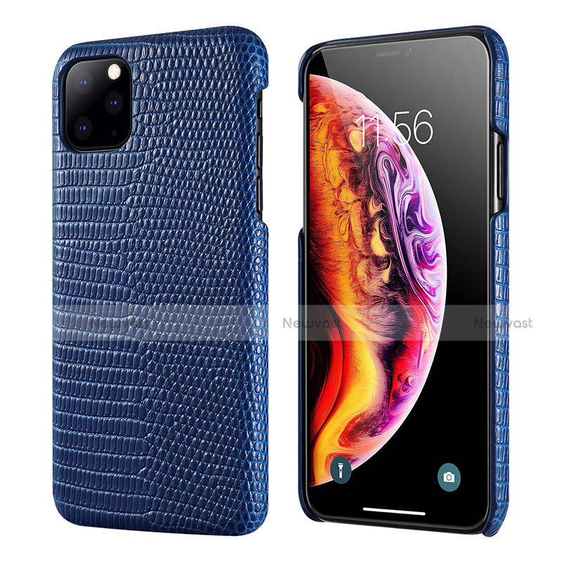 Soft Luxury Leather Snap On Case Cover S04 for Apple iPhone 11 Pro Max Blue