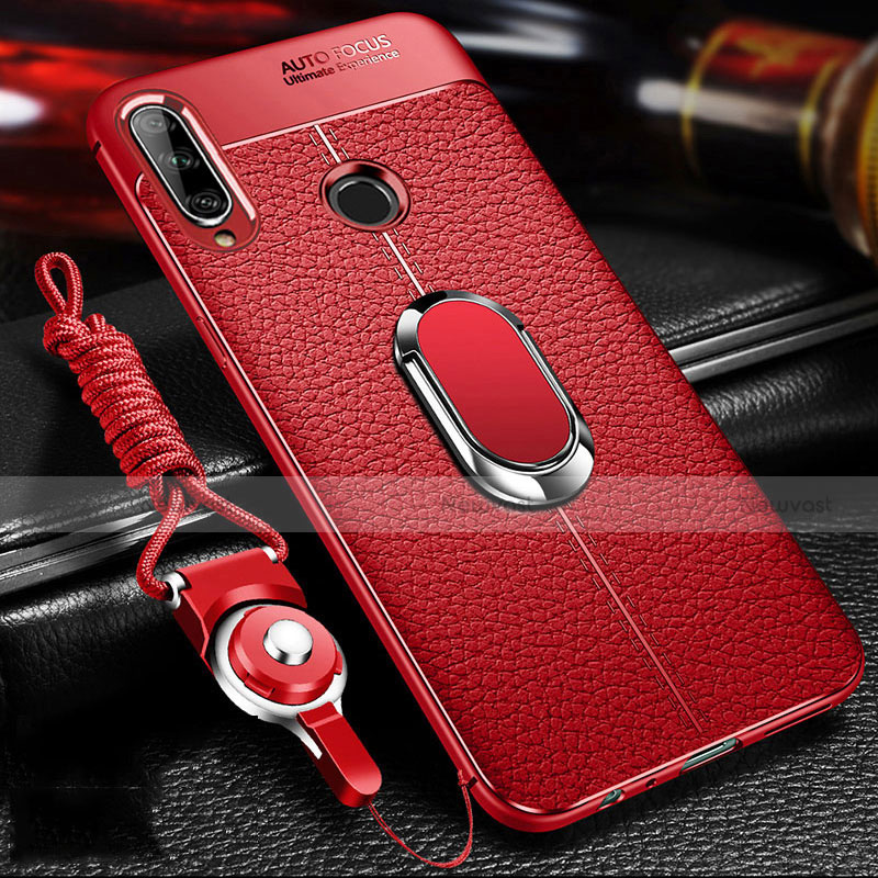 Soft Luxury Leather Snap On Case Cover S04 for Huawei Enjoy 10 Plus Red