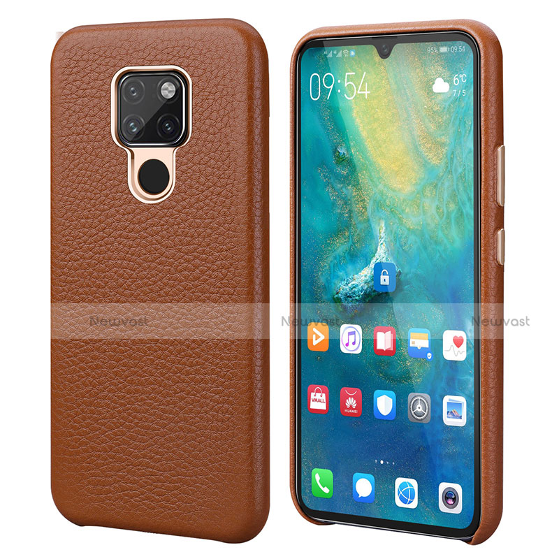 Soft Luxury Leather Snap On Case Cover S04 for Huawei Mate 20 Brown