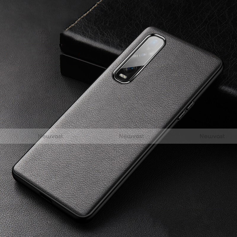Soft Luxury Leather Snap On Case Cover S04 for Oppo Find X2 Pro Black