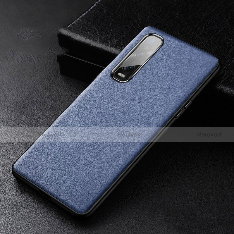 Soft Luxury Leather Snap On Case Cover S04 for Oppo Find X2 Pro Blue