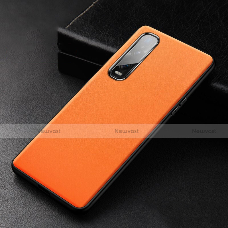 Soft Luxury Leather Snap On Case Cover S04 for Oppo Find X2 Pro Orange