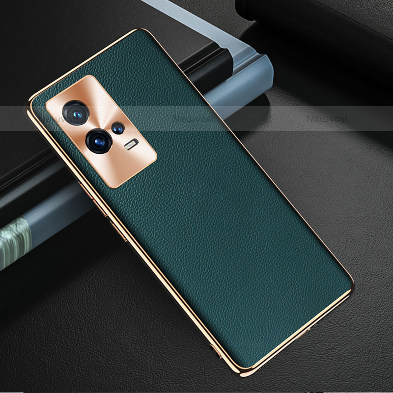Soft Luxury Leather Snap On Case Cover S04 for Vivo iQOO 8 5G Green