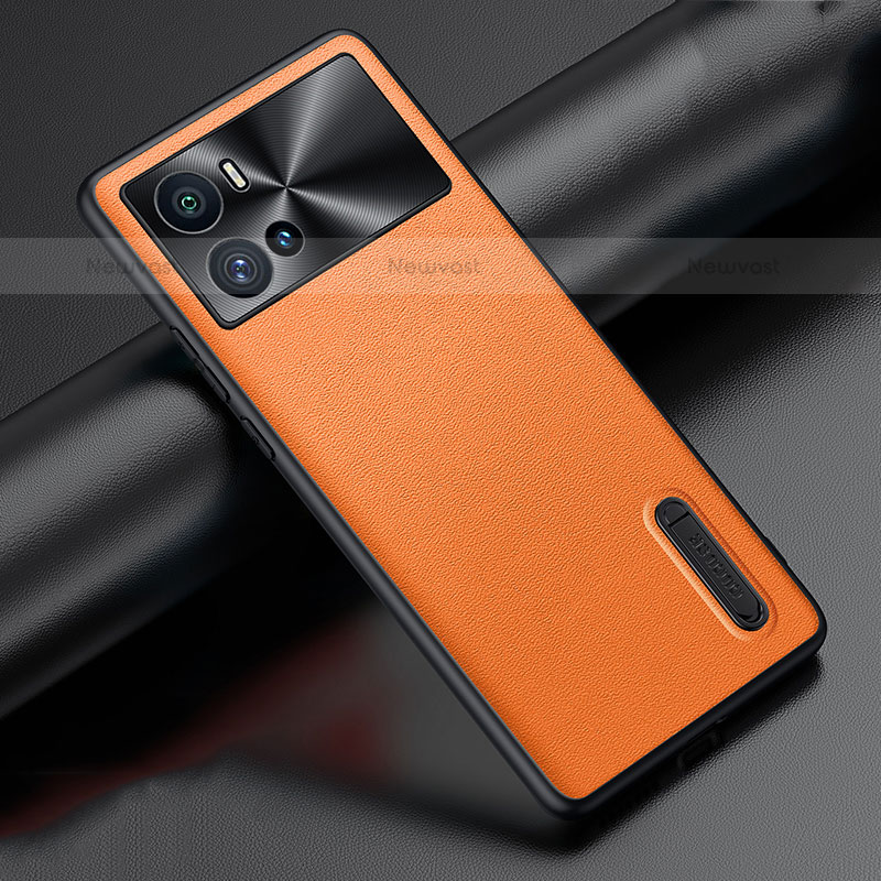 Soft Luxury Leather Snap On Case Cover S04 for Vivo iQOO 9 5G Orange