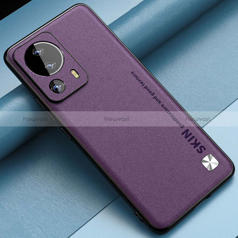 Soft Luxury Leather Snap On Case Cover S04 for Xiaomi Mi 12 Lite NE 5G Purple