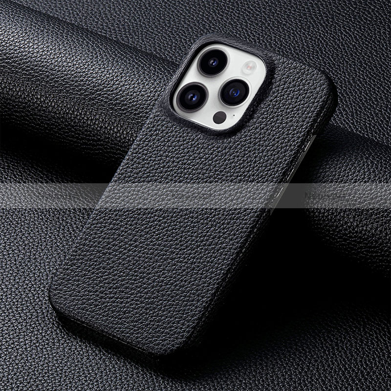 Soft Luxury Leather Snap On Case Cover S04D for Apple iPhone 13 Pro Max Black