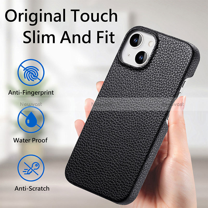 Soft Luxury Leather Snap On Case Cover S04D for Apple iPhone 15 Plus