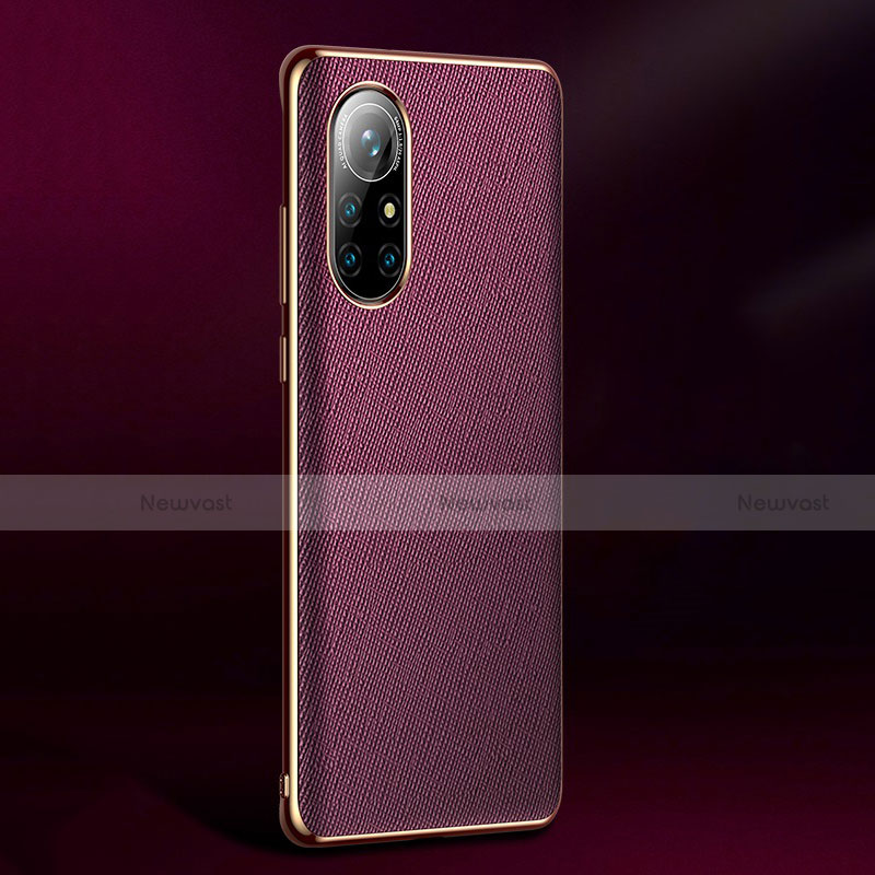Soft Luxury Leather Snap On Case Cover S05 for Huawei Nova 8 5G Purple