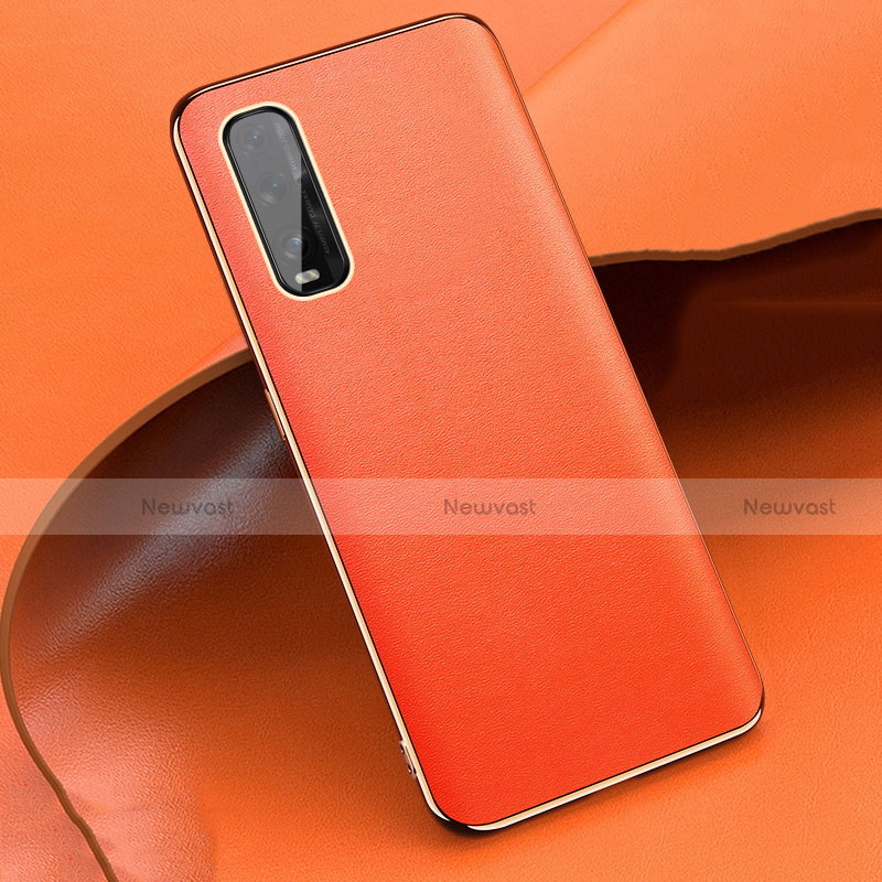 Soft Luxury Leather Snap On Case Cover S05 for Oppo Find X2 Orange