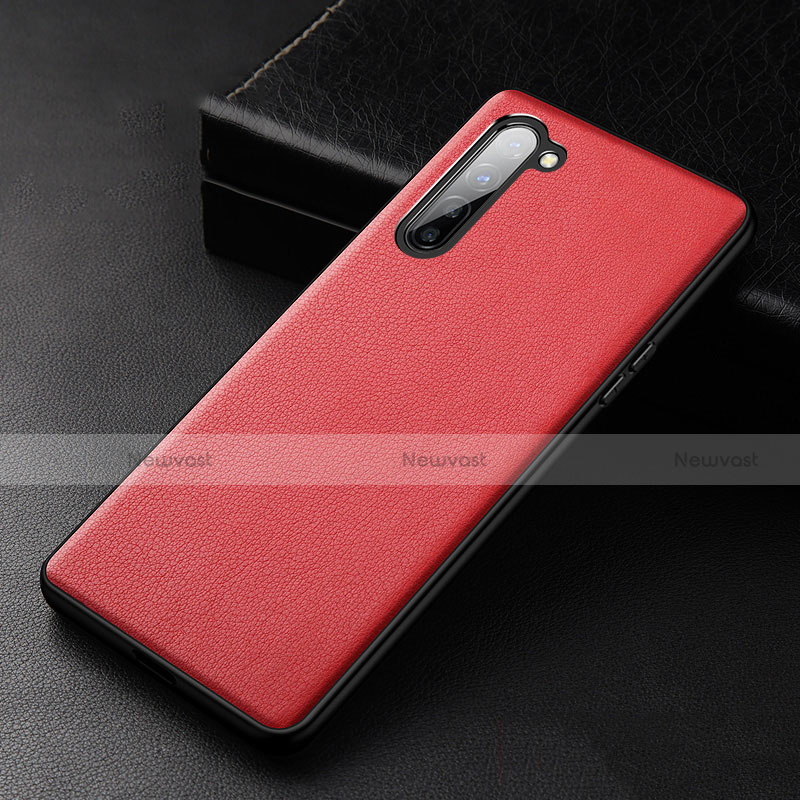 Soft Luxury Leather Snap On Case Cover S05 for Oppo Reno3 Red