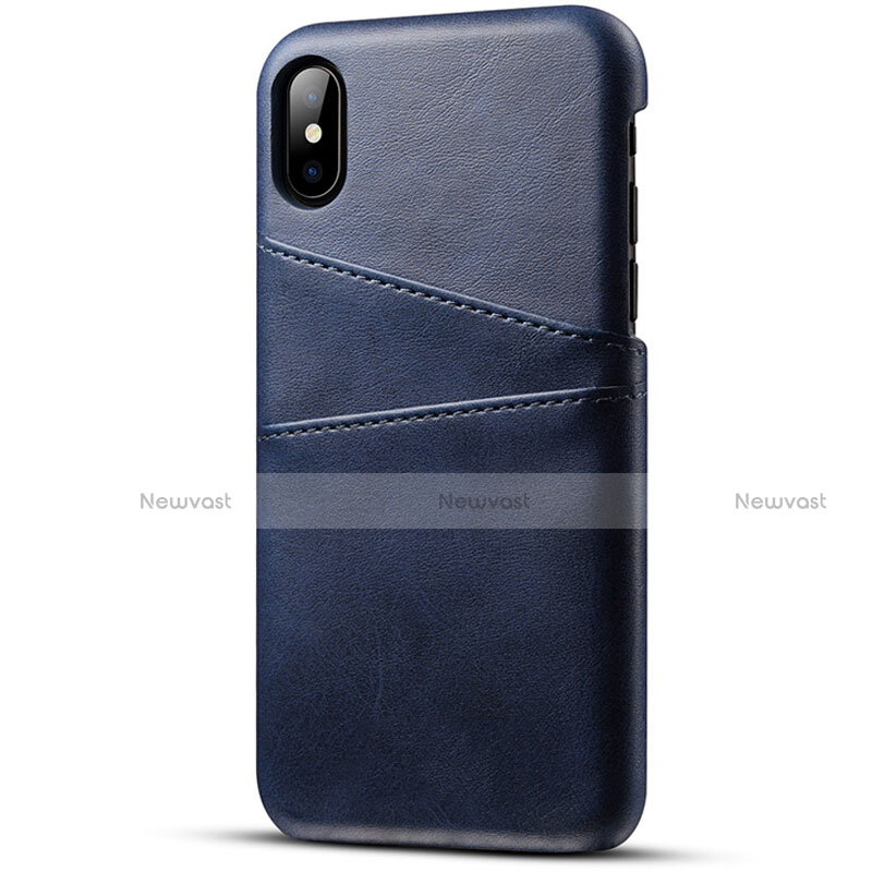 Soft Luxury Leather Snap On Case Cover S06 for Apple iPhone X Blue
