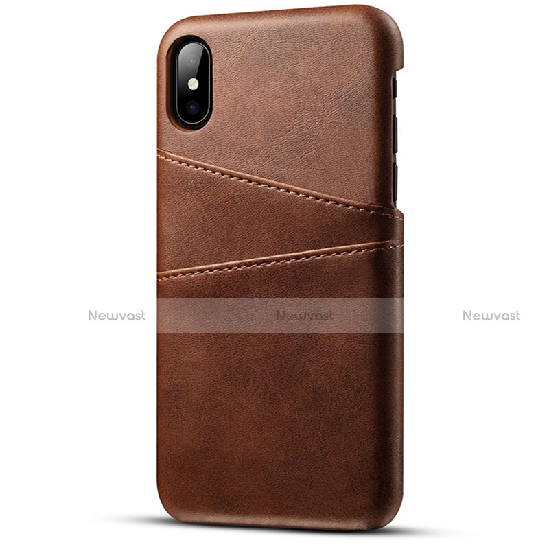 Soft Luxury Leather Snap On Case Cover S06 for Apple iPhone X Brown