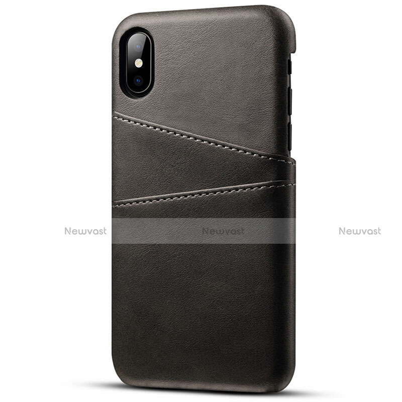 Soft Luxury Leather Snap On Case Cover S06 for Apple iPhone Xs Black