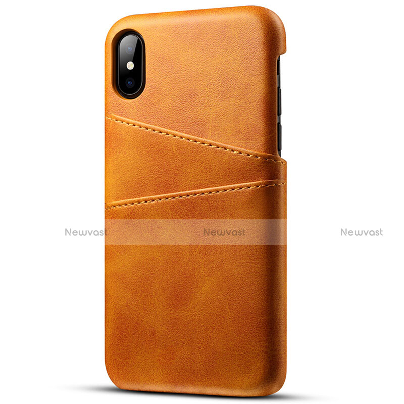Soft Luxury Leather Snap On Case Cover S06 for Apple iPhone Xs Max Orange