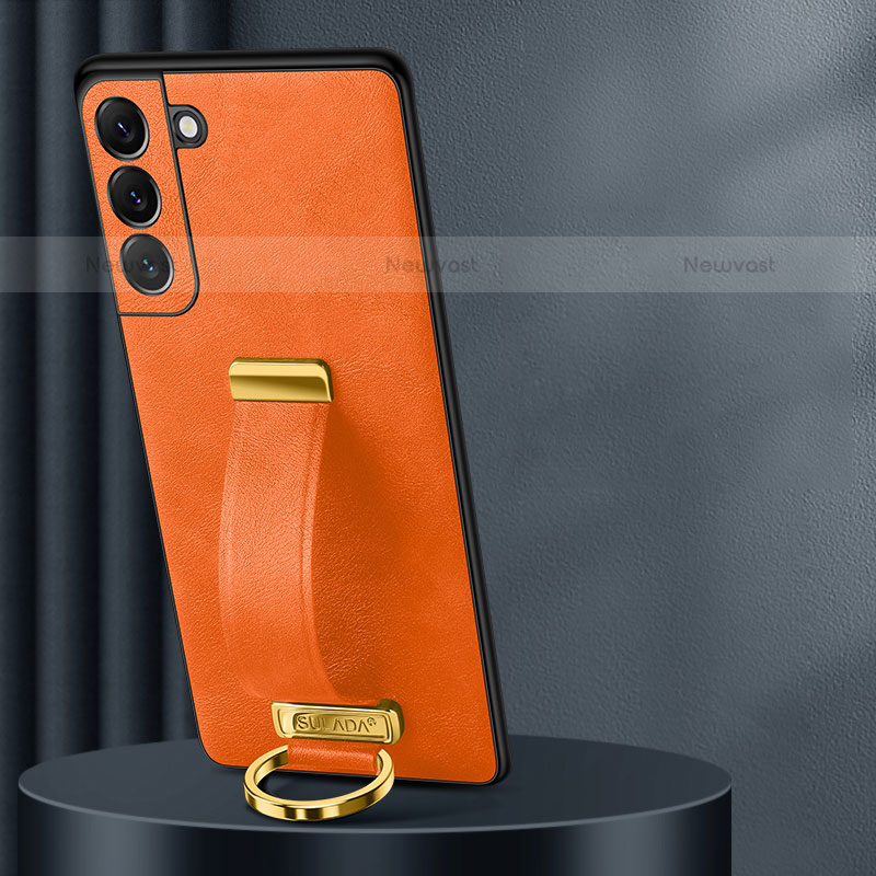 Soft Luxury Leather Snap On Case Cover S06 for Samsung Galaxy S21 5G Orange