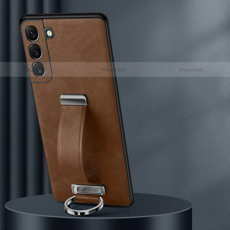 Soft Luxury Leather Snap On Case Cover S06 for Samsung Galaxy S21 Plus 5G Brown