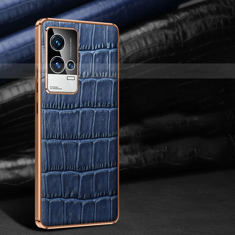 Soft Luxury Leather Snap On Case Cover S06 for Vivo iQOO 8 5G Blue