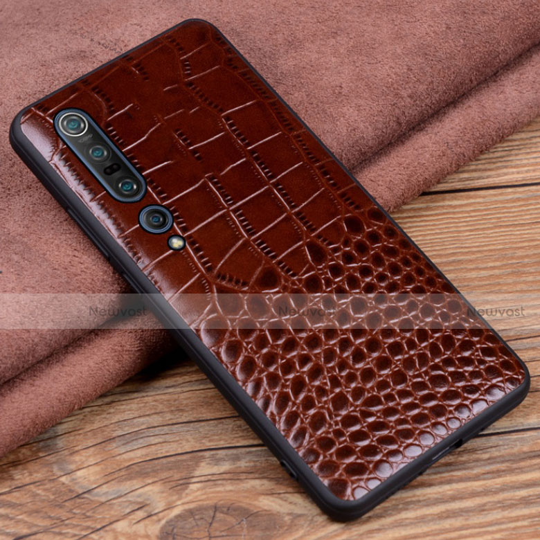 Soft Luxury Leather Snap On Case Cover S06 for Xiaomi Mi 10 Pro Brown