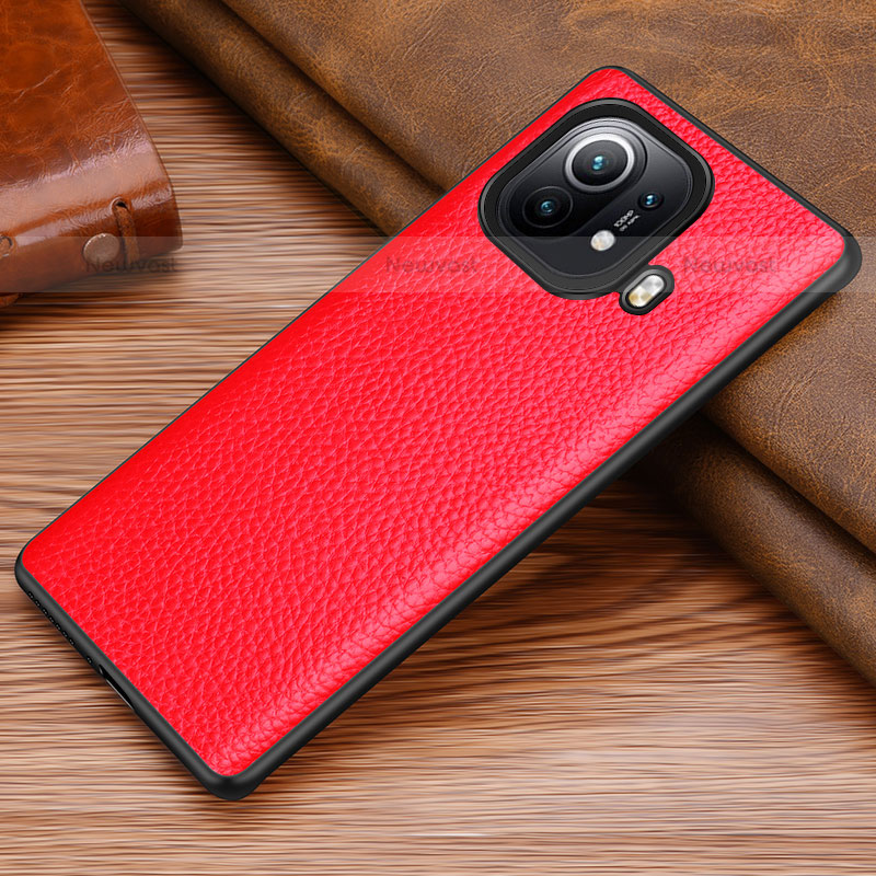 Soft Luxury Leather Snap On Case Cover S06 for Xiaomi Mi 11 Pro 5G Red