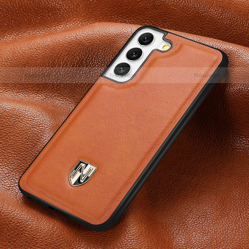 Soft Luxury Leather Snap On Case Cover S06D for Samsung Galaxy S21 5G Orange