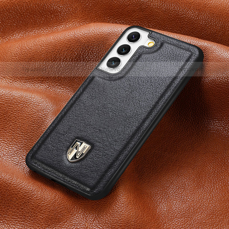 Soft Luxury Leather Snap On Case Cover S06D for Samsung Galaxy S23 5G Black