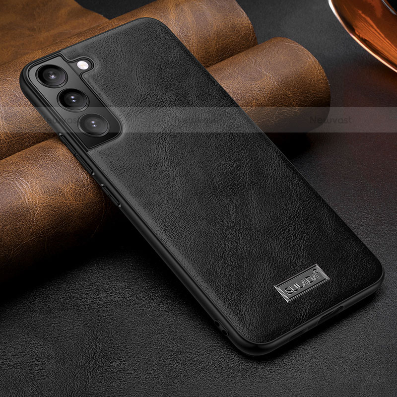 Soft Luxury Leather Snap On Case Cover S07 for Samsung Galaxy S21 FE 5G Black
