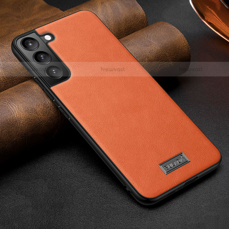Soft Luxury Leather Snap On Case Cover S07 for Samsung Galaxy S21 Plus 5G Orange