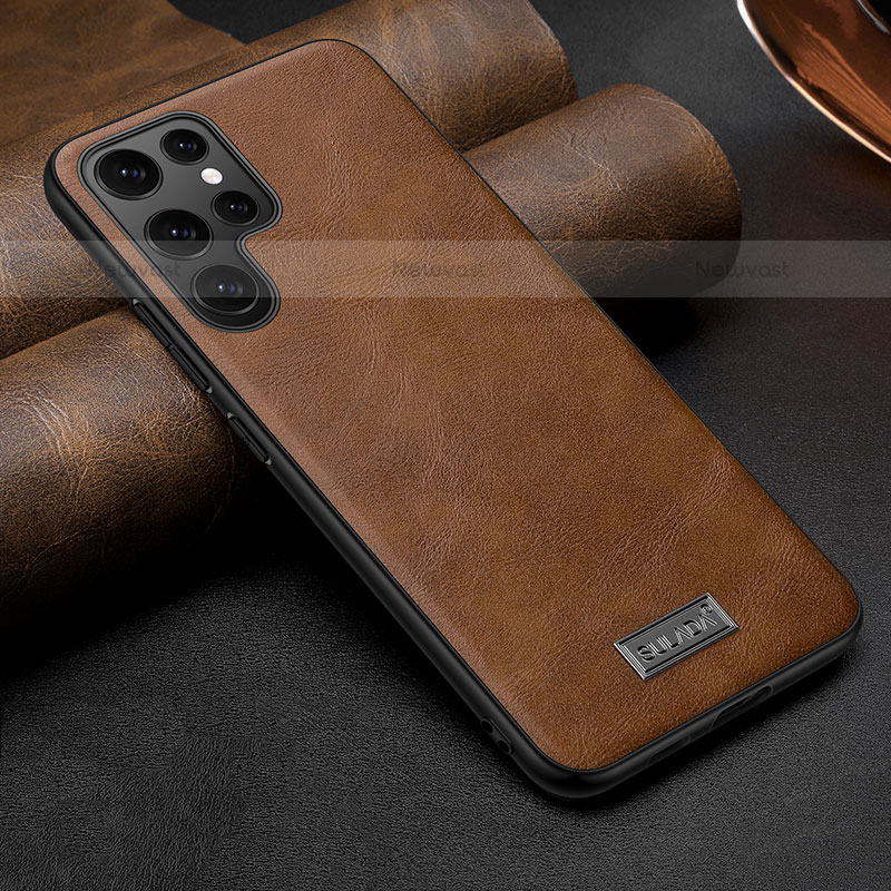 Soft Luxury Leather Snap On Case Cover S07 for Samsung Galaxy S22 Ultra 5G