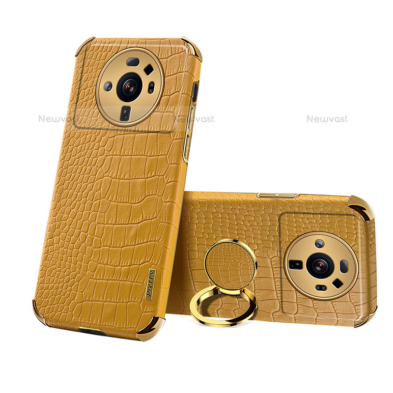 Soft Luxury Leather Snap On Case Cover S07 for Xiaomi Mi 12 Ultra 5G Yellow