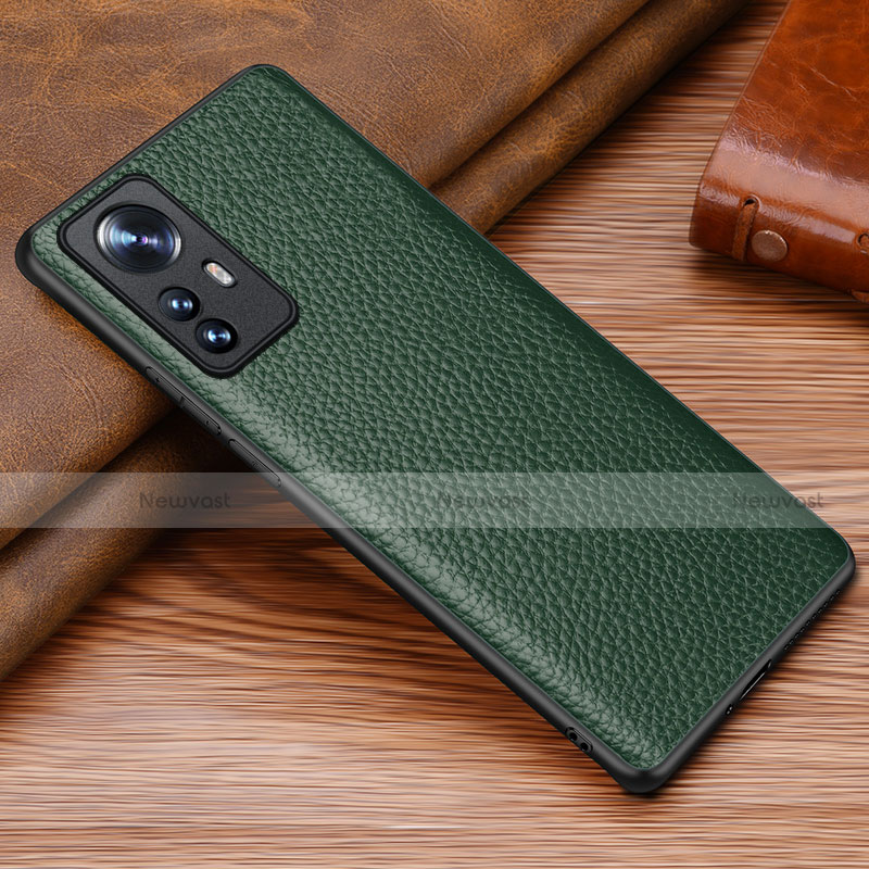 Soft Luxury Leather Snap On Case Cover S08 for Xiaomi Mi 12 5G Green
