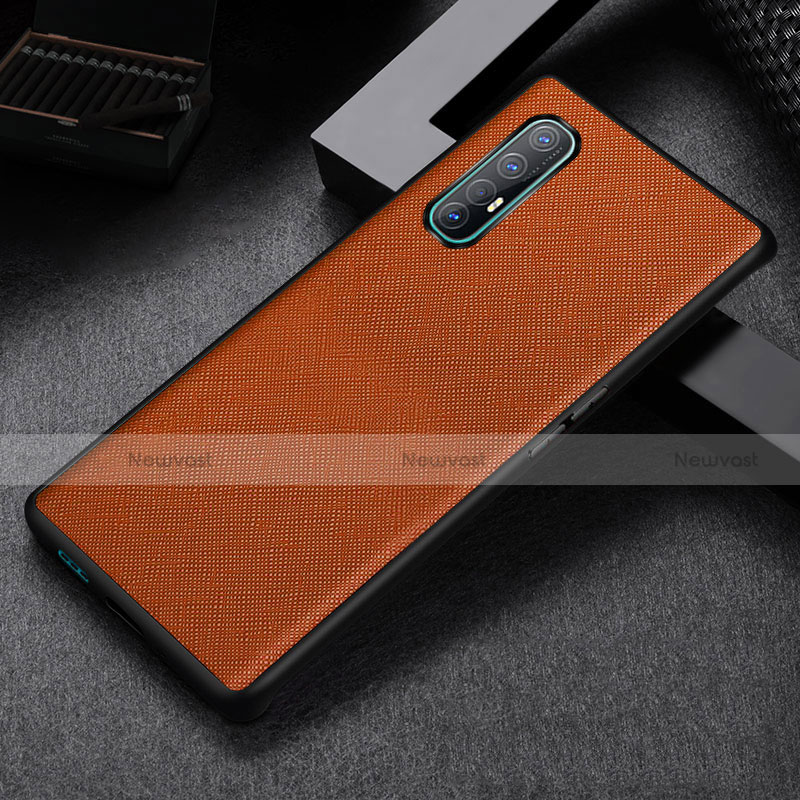 Soft Luxury Leather Snap On Case Cover S09 for Oppo Find X2 Neo Orange