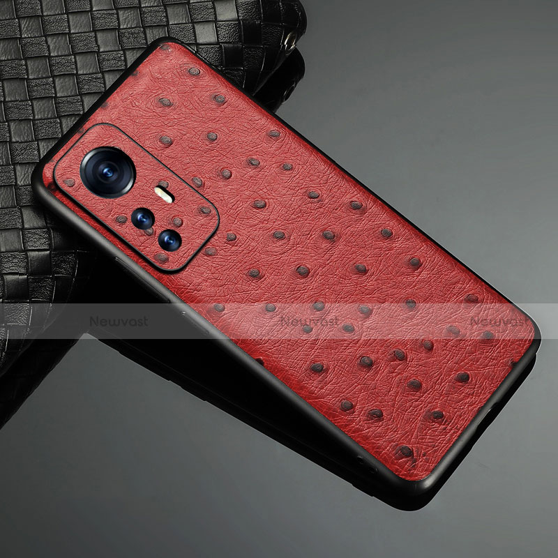 Soft Luxury Leather Snap On Case Cover S09 for Xiaomi Mi 12 5G Red