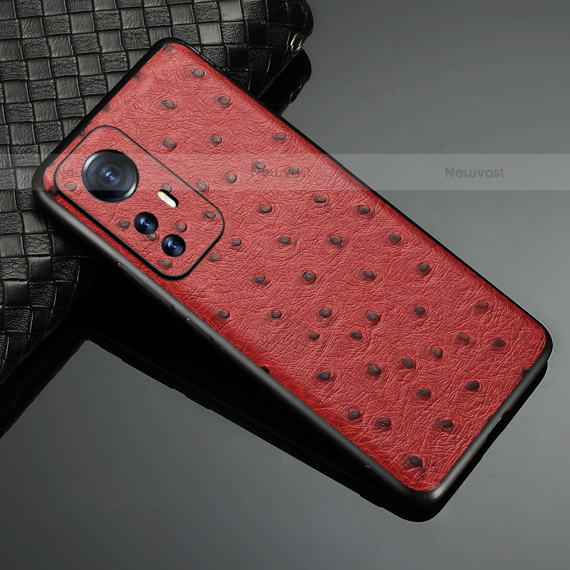 Soft Luxury Leather Snap On Case Cover S09 for Xiaomi Mi 12 Pro 5G Red