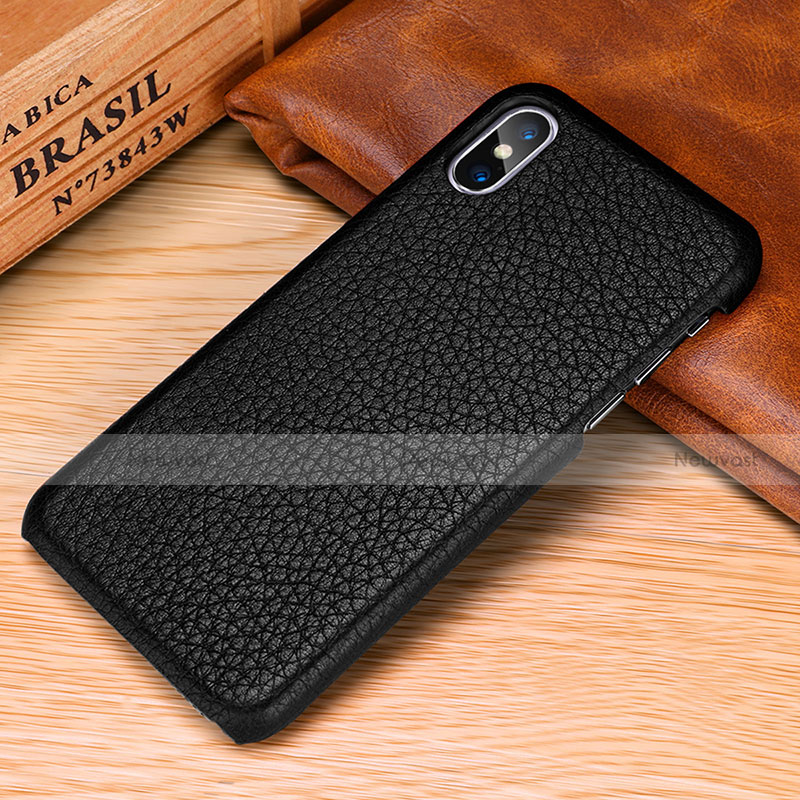 Soft Luxury Leather Snap On Case Cover S10 for Apple iPhone Xs Max Black