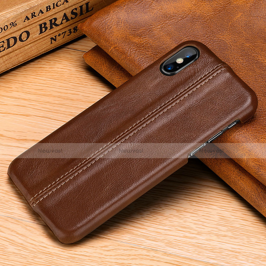 Soft Luxury Leather Snap On Case Cover S11 for Apple iPhone Xs Max Brown