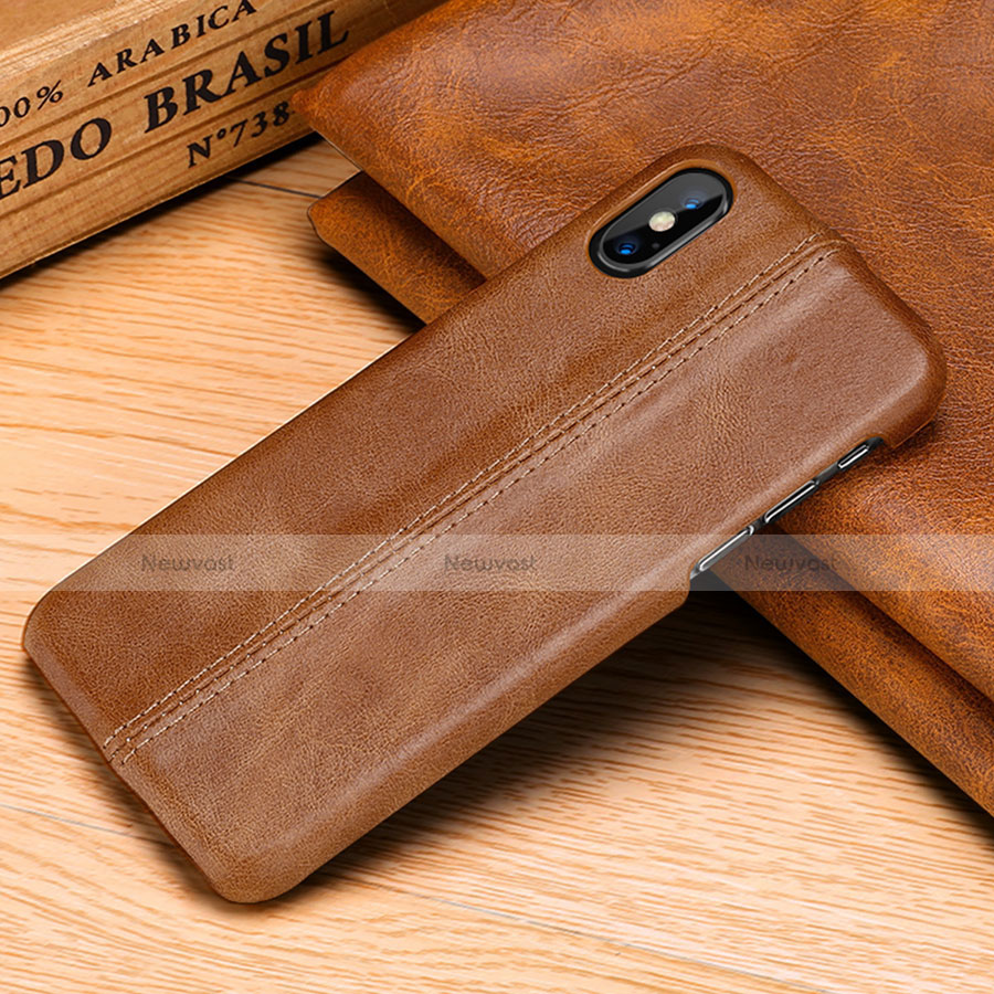 Soft Luxury Leather Snap On Case Cover S11 for Apple iPhone Xs Max Orange