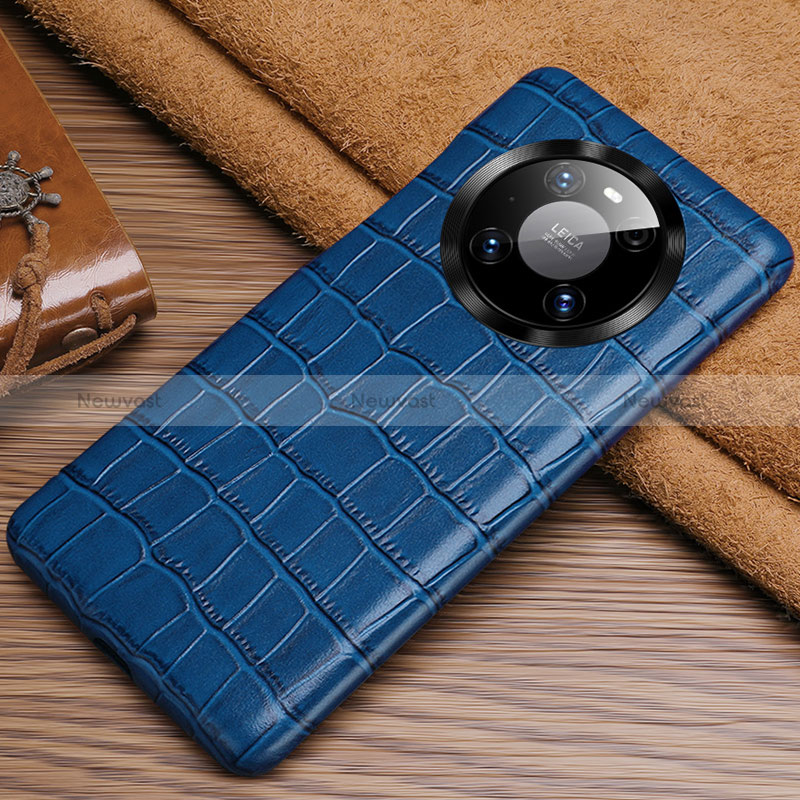 Soft Luxury Leather Snap On Case Cover ST3 for Huawei Mate 40 Pro Blue