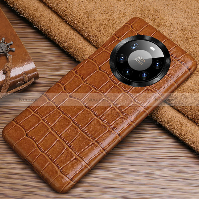 Soft Luxury Leather Snap On Case Cover ST3 for Huawei Mate 40 Pro+ Plus Brown