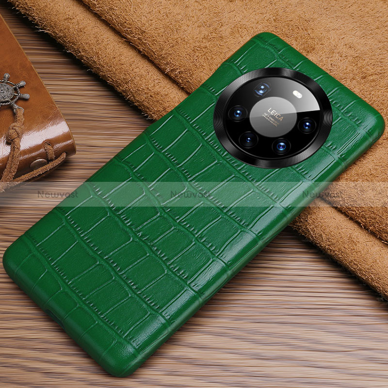 Soft Luxury Leather Snap On Case Cover ST3 for Huawei Mate 40 Pro+ Plus Green
